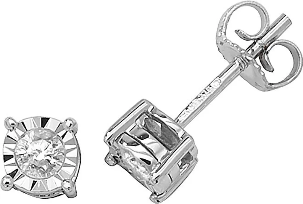 Boucles d'oreille Diamant Cadeau Idéal - Or Blanc 375/1000 0.20ct
