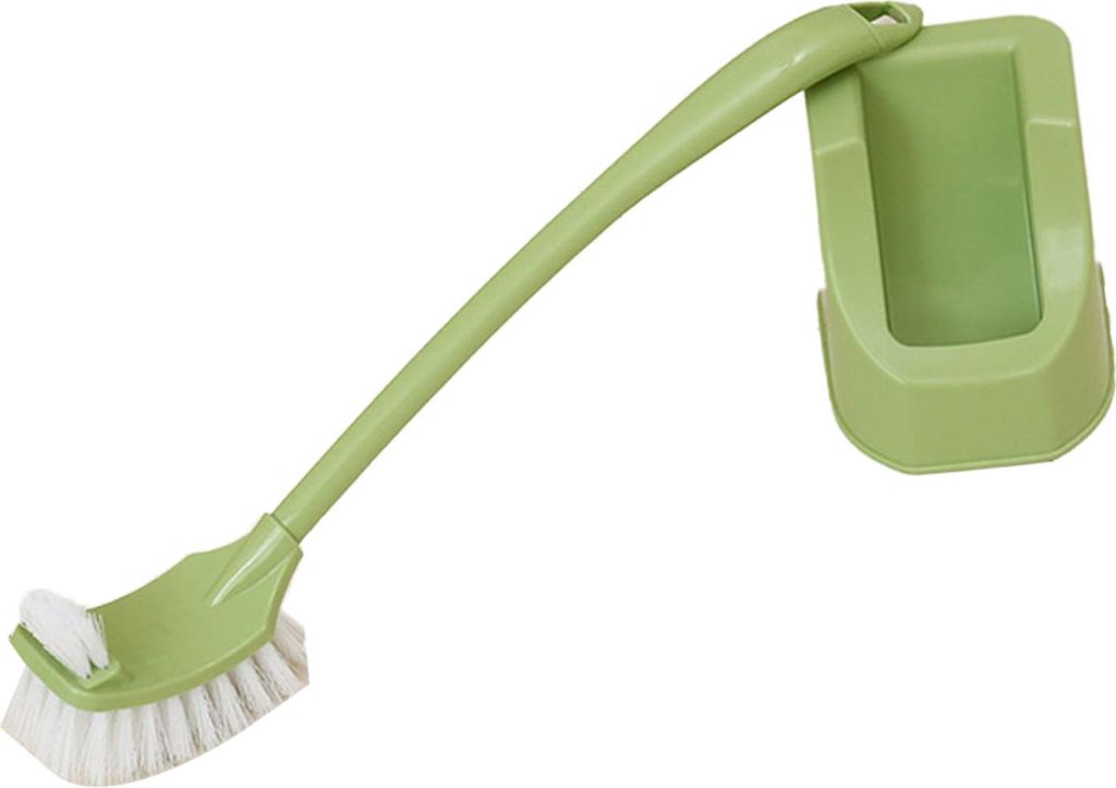 Toilettenbürste Set Kunststoff Doppelseitige Bürste Kopf Toilette Schrubber Halter Set für Home Hotel Schlafzimmer Grün