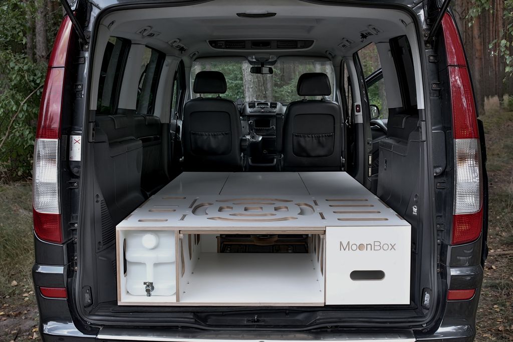 Moonbox Campingbox mit Tisch 119cm Van/Bus White Edition