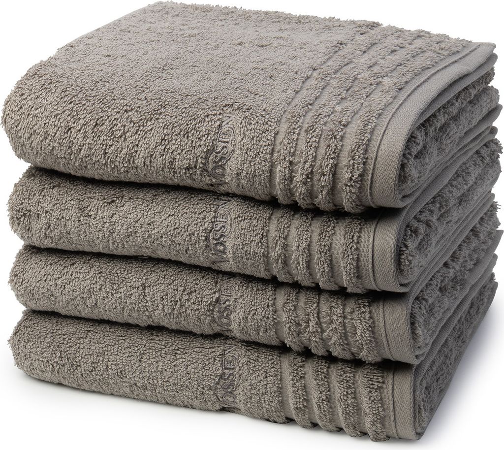 Vossen Vienna Style Supersoft 4 X Handtuch im Set Extrem flauschig und saugfähig, Stäbchenbordüre Ton in Ton, Logostick