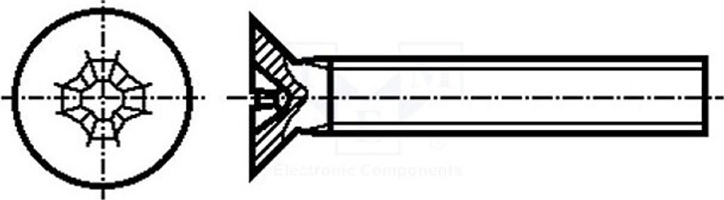 200x Schraube DIN: 965A 1156497 Schraubenbolzen M3x14 PH1 Kopf: Senopf