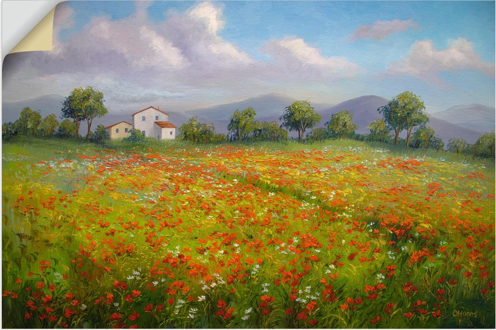ARTland Wandbild, selbstklebend Mohnfeld Größe: 120x80 cm
