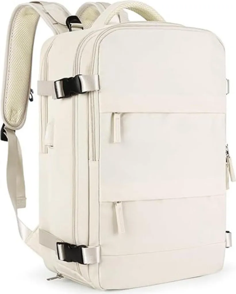 Sac à dos travail et voyage beige INF : rangement PC portable 15 pouces