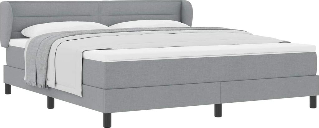 vidaXL Boxspringbett mit Matratze Hellgrau 180 x 200 cm Stoff