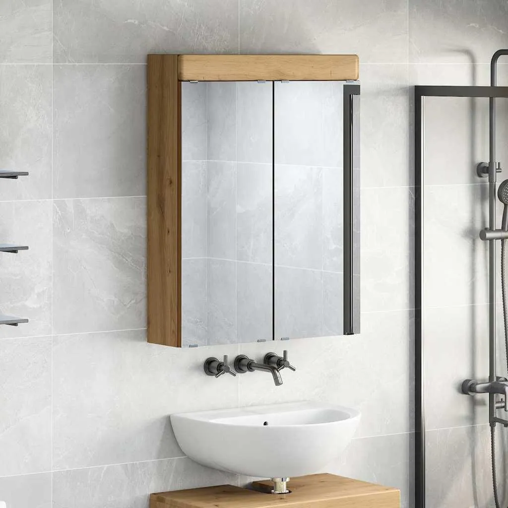 vidaXL TULUM Armadio Bagno Specchio 60 cm - Finitura Rovere Artisan - 4