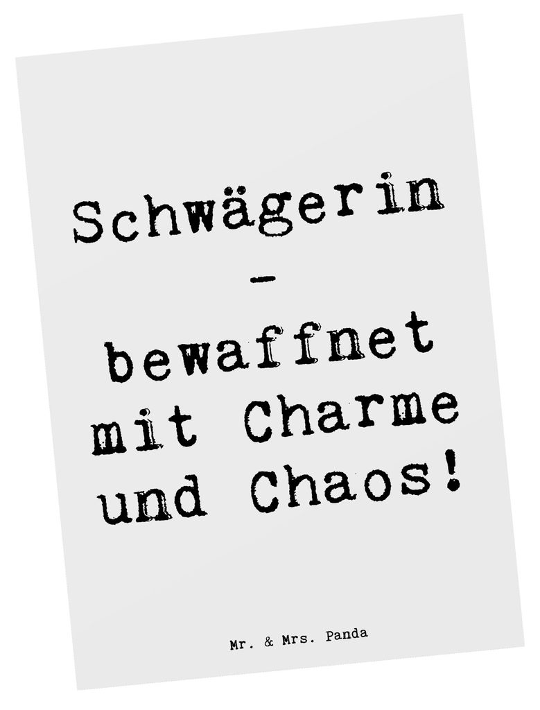 Mr. & Mrs. Panda Grußkarte Spruch Schwägerin Charmant Chaos - Weiß - Geschenk, Ansichtskarten, Familiengeschenke, Aufmerksamkeit, Postkarten, Po...
