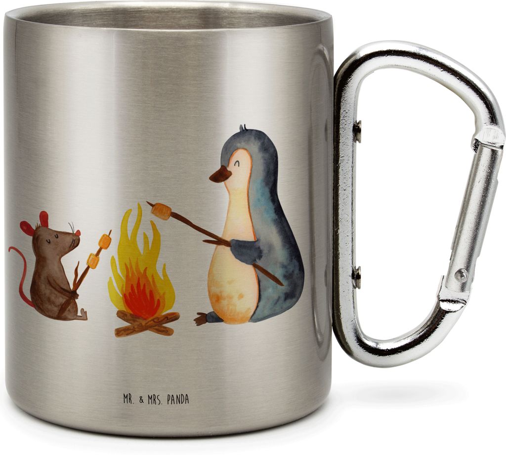 Mr. & Mrs. Panda Edelstahl-Thermobecher Pinguin Lagerfeuer - Transparent - Geschenk, thermotasse, Isolierbecher, Job, Edelstahl, Arbeit, Teetasse, ...