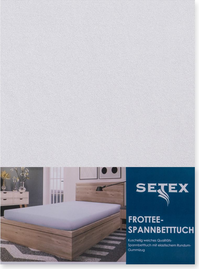 Setex Frottee-Spannbettlaken 180-200 x 200 cm weiß uni, Frottee