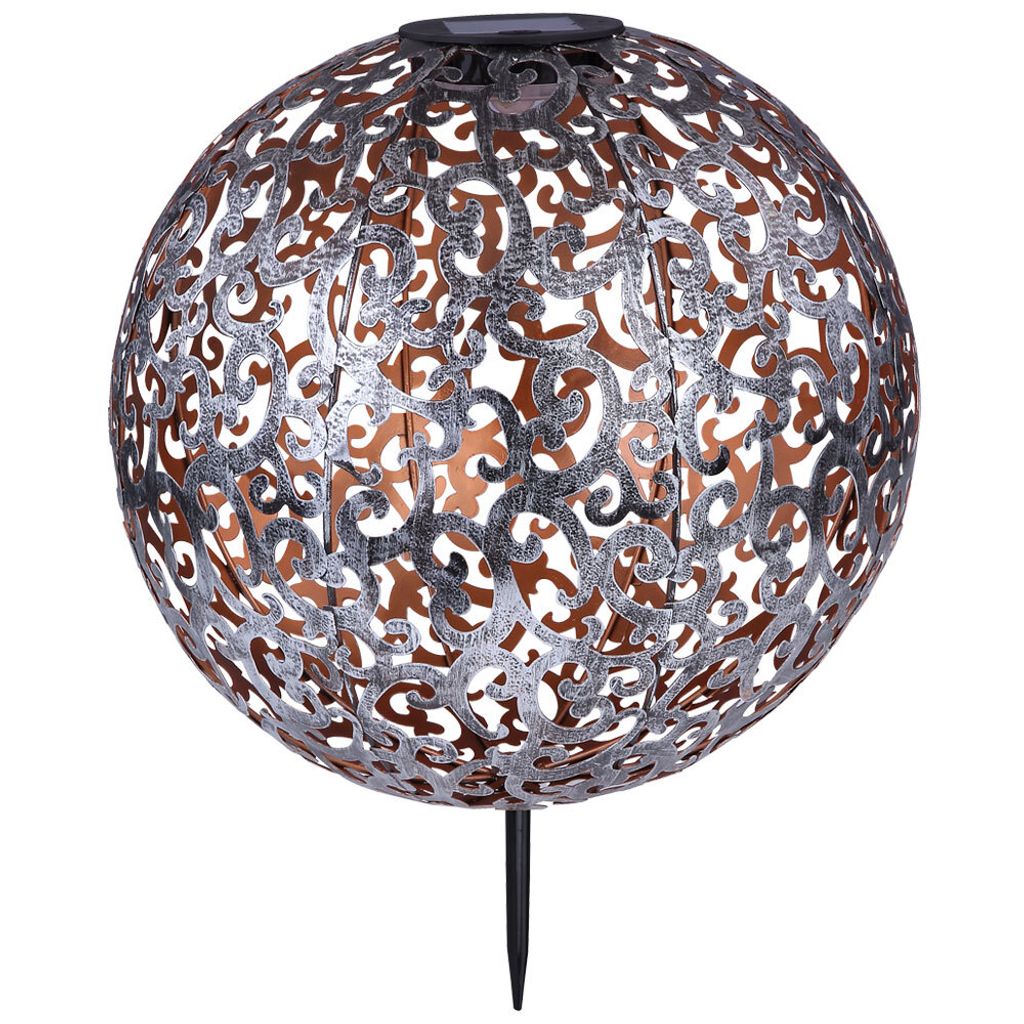 LED Solar Steckleuchte, Dekor Stanzungen Kugel, 28,5 cm