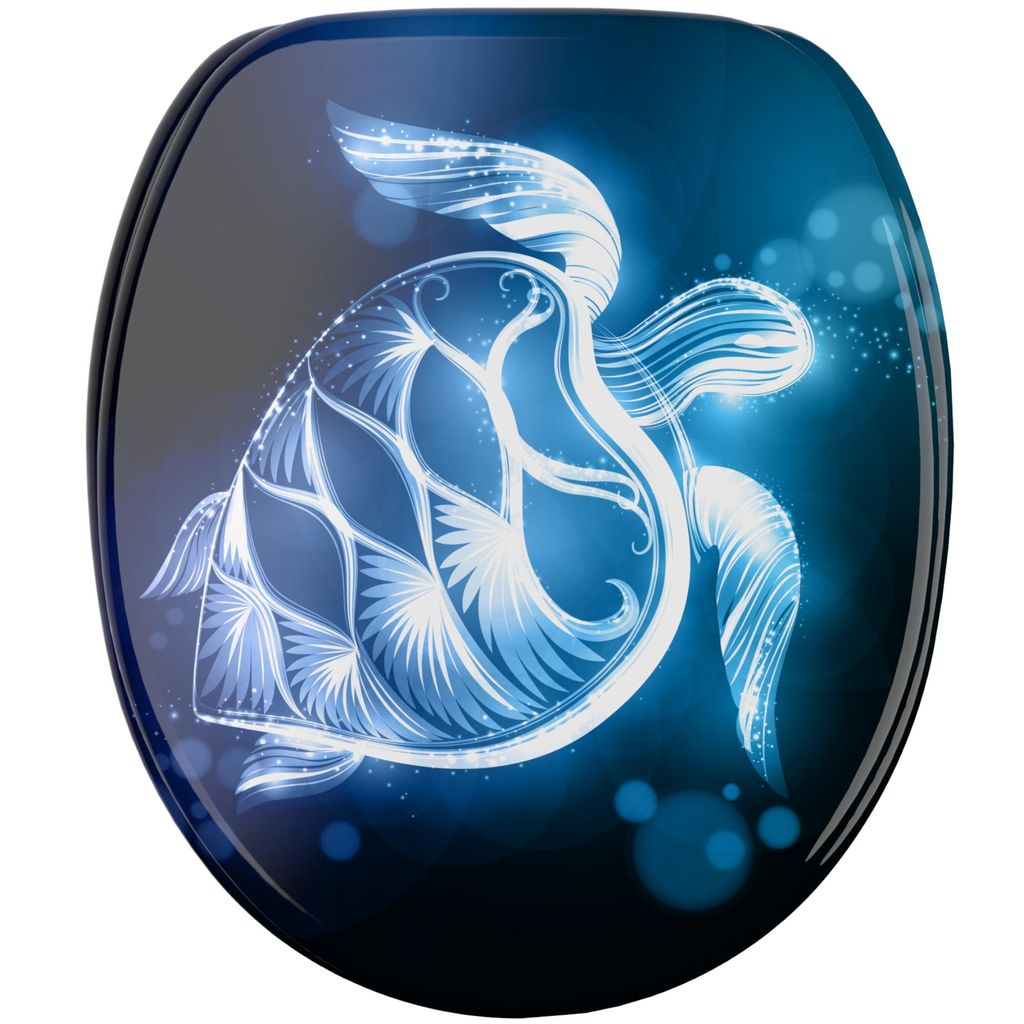 SANILO WC-Sitz mit Absenkautomatik Glow Turtle, Toilettendeckel direkt vom Hersteller, Klodeckel, Klobrille, WC Deckel, Toilettensitz, WC Brille