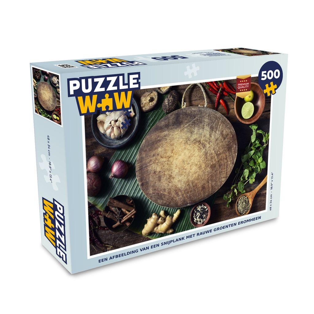 MuchoWow Puzzle 500 Teile Ein Bild eines Schneidebretts mit rohem Gemüse drum herum - 500 Teile - Kinder - Selberbauen - Puzzlespiele