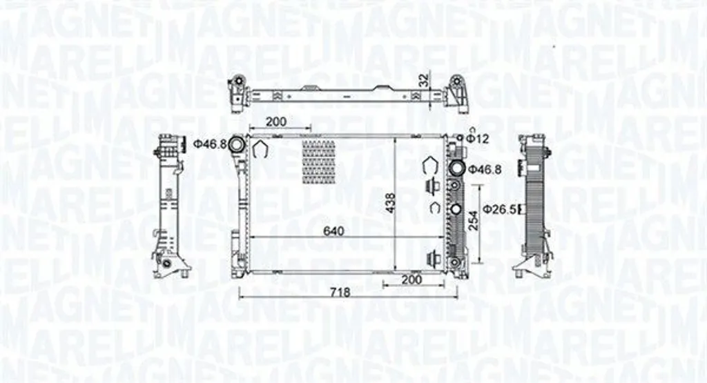 Radiateur de moteur MAGNETI MARELLI 350213159800 Mercedes Classe C W204