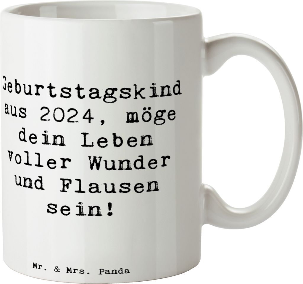 Mr. & Mrs. Panda Tasse Spruch 2024 Geburtstag - Weiß - Geschenk, Happy Birthday, fröhliche Launen, Alter, Keramiktasse, Kaffeebecher, Kaffeetasse...