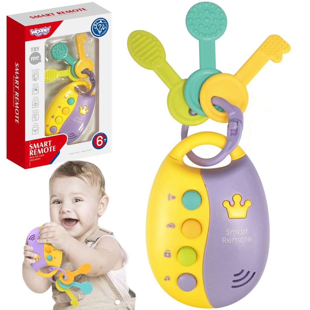 Woopie Baby Interaktive Autoschlüssel mit ferngesteuertem 2-in-1-Beißring