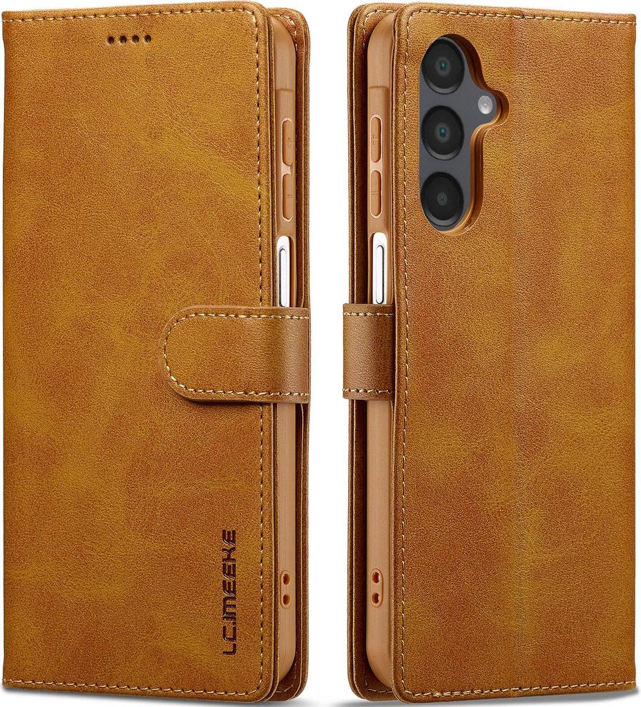 Hülle für Samsung Galaxy S23 FE, Klapphüllen Brieftasche Leder Magnetverschluss Ständer Schutzhülle Gelb