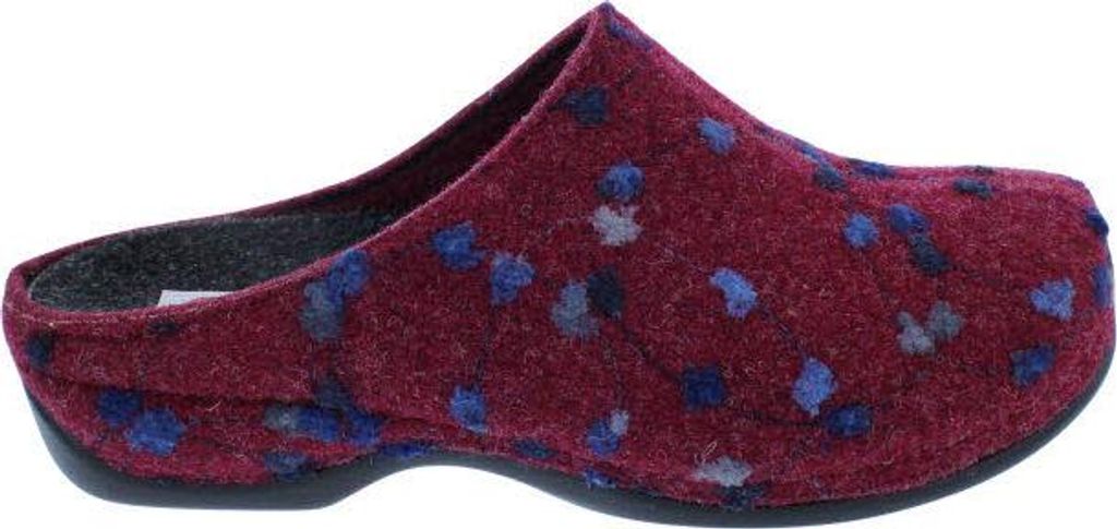 Berkemann Donata Hausschuh 1028-184, rot / Tupfen, Filz, Weite H, Wechselfußbett 40 2/3