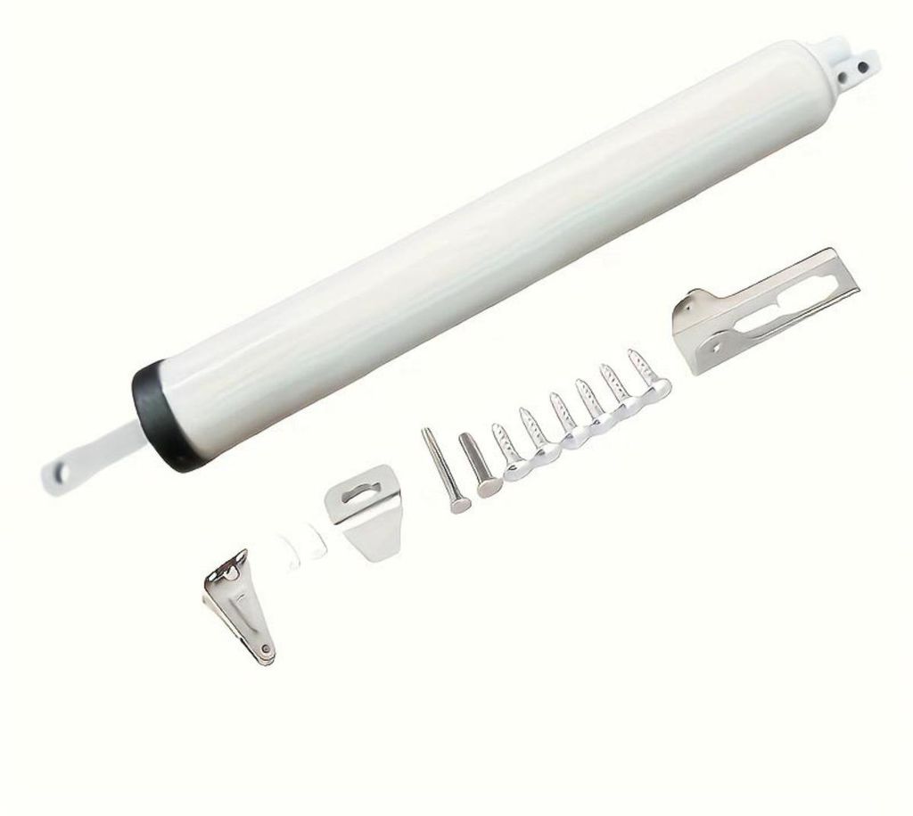 INF Hydraulischer Rundtürschließer Aluminium 23cm verstellbar für Türen Weiß