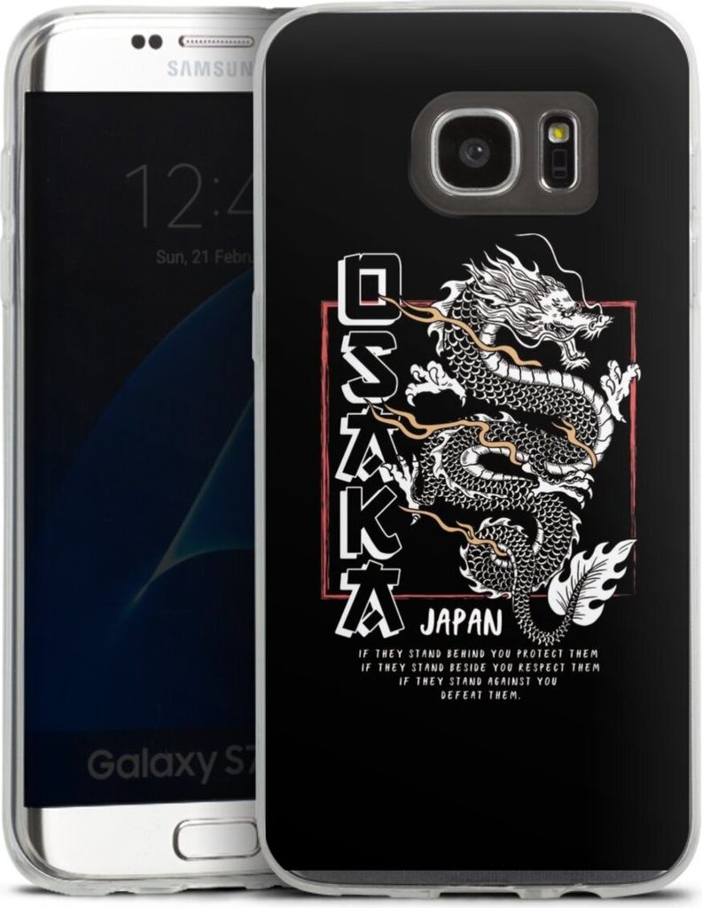 DeinDesign Slim Hülle für Samsung Galaxy S7 Edge Silikon Case Ultra Dünn Handyhülle Drache Japan Meer