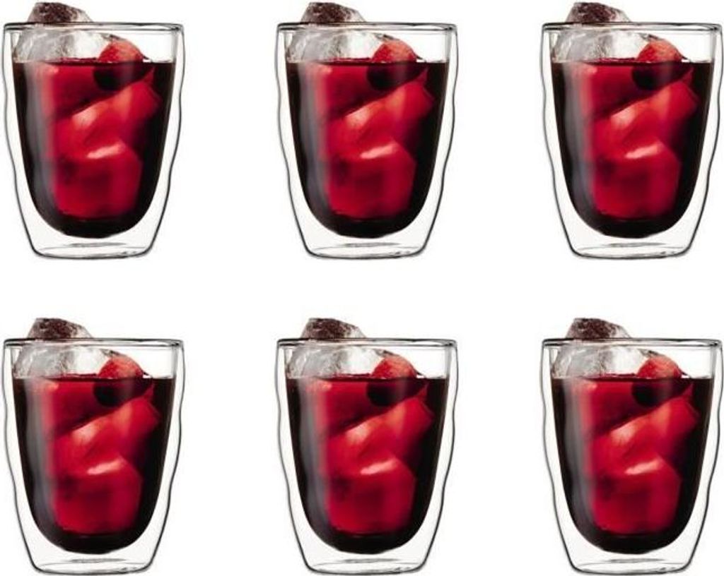 Thermo Gläser Set, 6 Stück, BODUM Pilatus, Doppelwandig, 0.35 l, Transparent