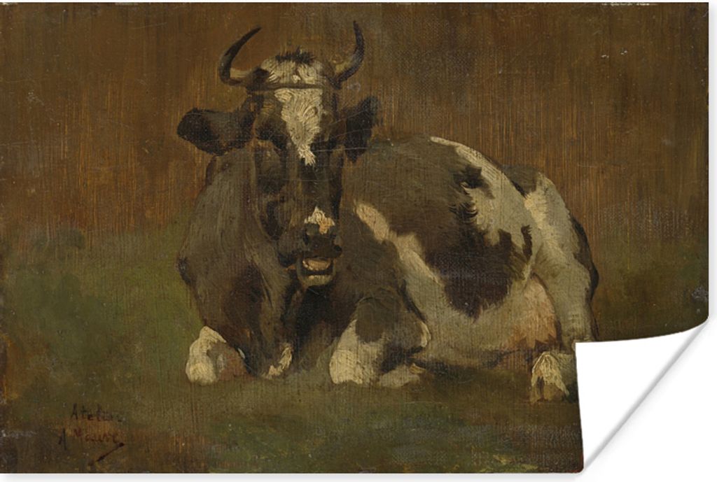 MuchoWow Poster Kuh liegend - Gemälde von Anton Mauve 60x40 cm - Schlafzimmerdekoration