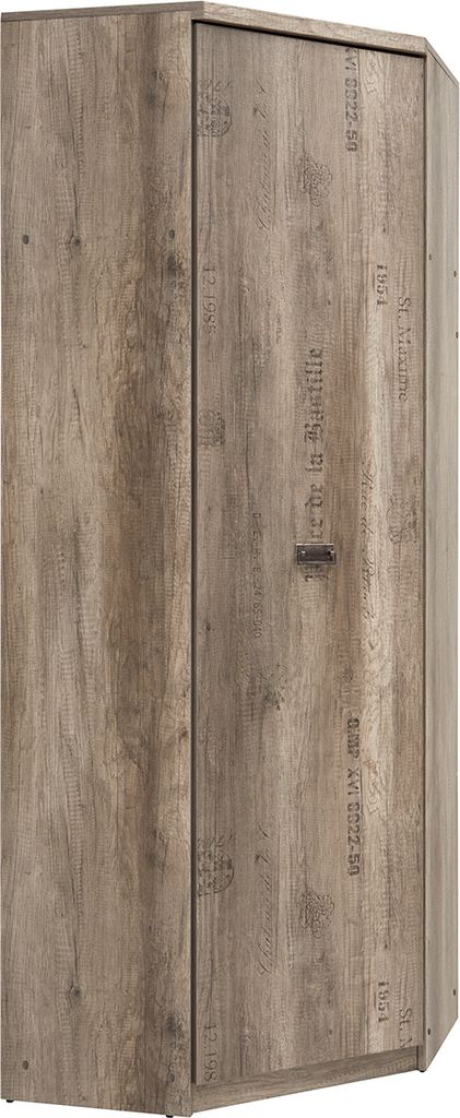 Schrank Abel mit 1 Tür, Holzoptik und Grau, 205cm