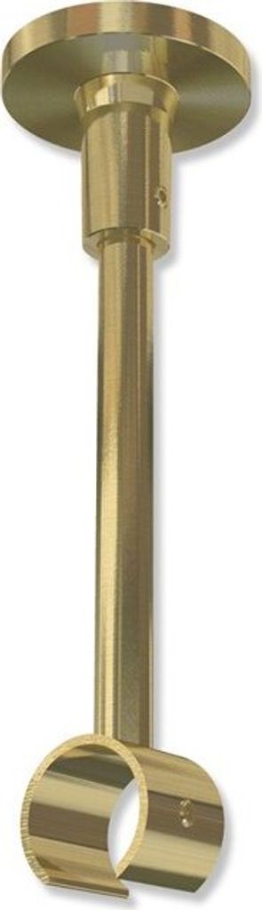 Interdeco Deckenträger, Deckenhalterung mit 13 cm Abstand, offener Deckenhalter für Innenlauf Gardinenstangen 20 mm Ø, 1-läufig, Messing-Optik,...