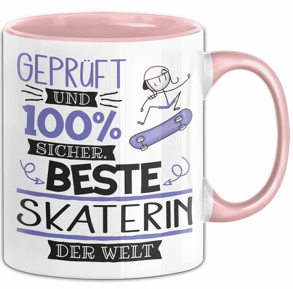 Beste Skaterin Der Welt Tasse Geschenk für Eine Skaterin Und Sicher Geschenkidee Geburtstag Weihnachten (Rosa)
