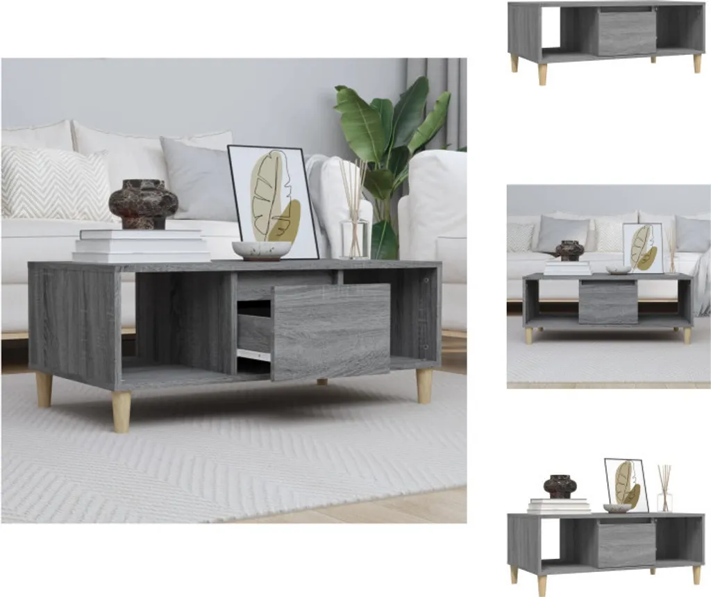 Tavolino Salotto Grigio Sonoma vidaXL 90x50 cm | Arredo Accogliente