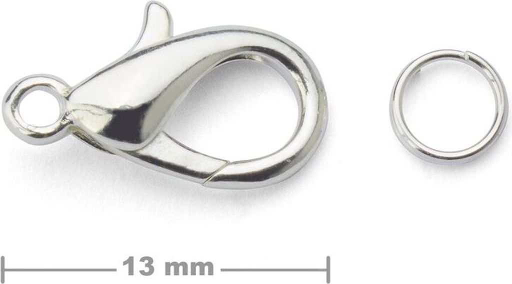 Schmuckkarabiner 13mm in Silber - 3 Stück