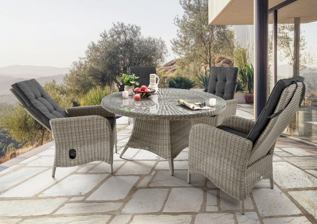 Destiny Sitzgruppe PALMA mit LUNA Esstisch (4 Personen) vintage weiß