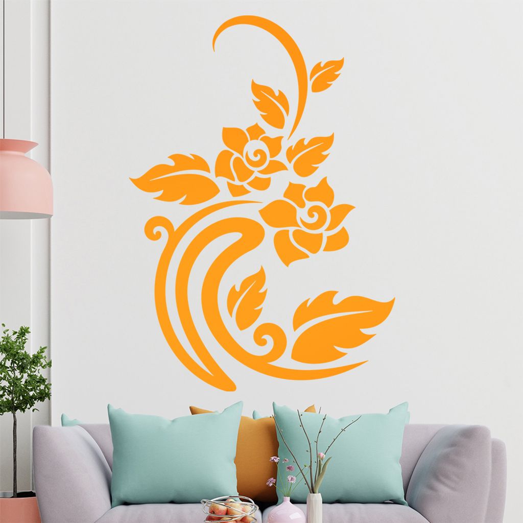 Rosen - Linien Wandtattoo in 6 Größen - Wandaufkleber Wall Sticker - Dekoration, Küche, Wohnzimmer, Schlafzimmer, Badezimmer