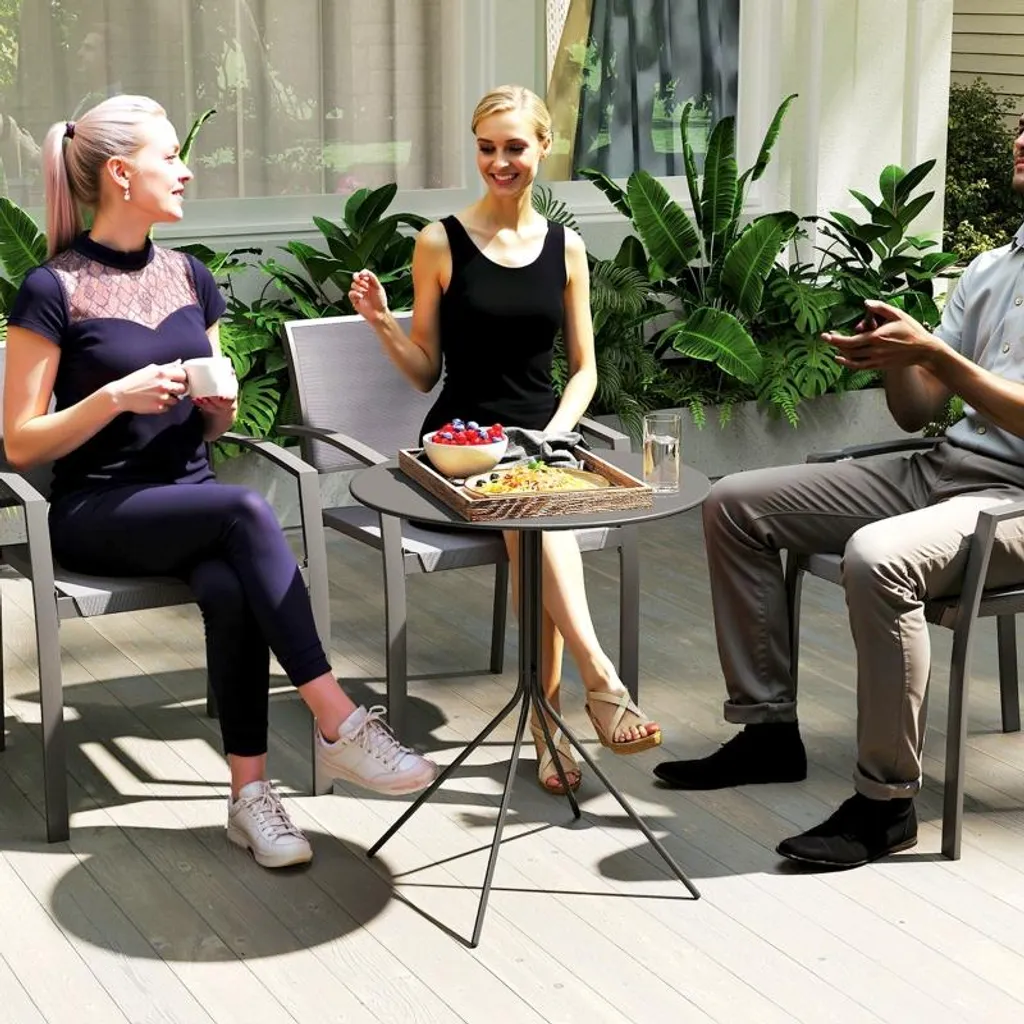 Table de terrasse résistante aux intempéries avec patins Ø60 noir