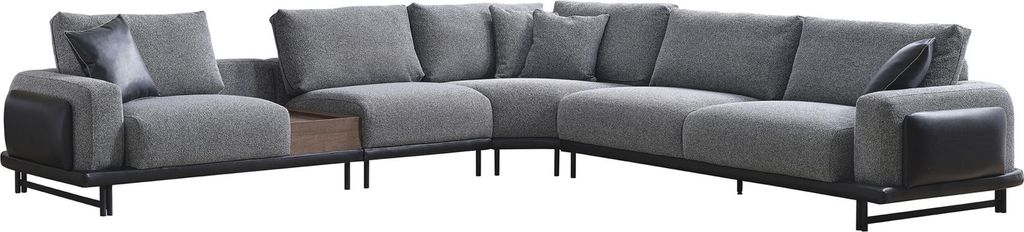 Graues L-Form Ecksofa Polster Sofa Moderne Textil Luxus Wohnlandschaft