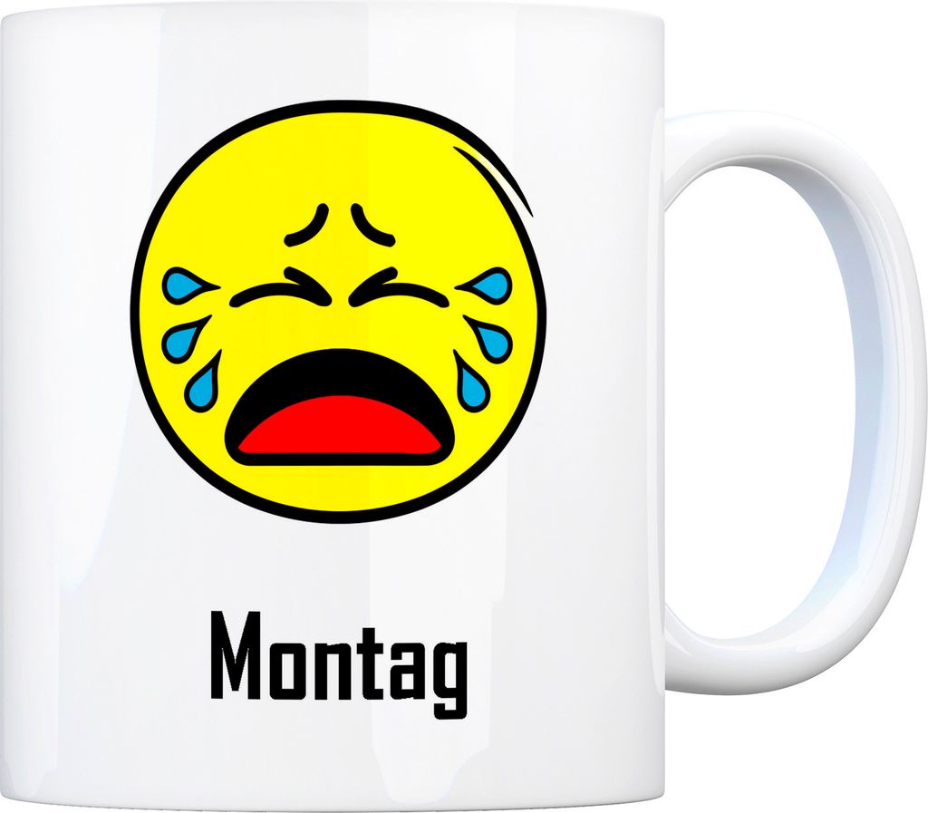 Kaffeebecher mit Spruch: Montag Tasse Kaffeetasse Becher mug Teetasse Büro