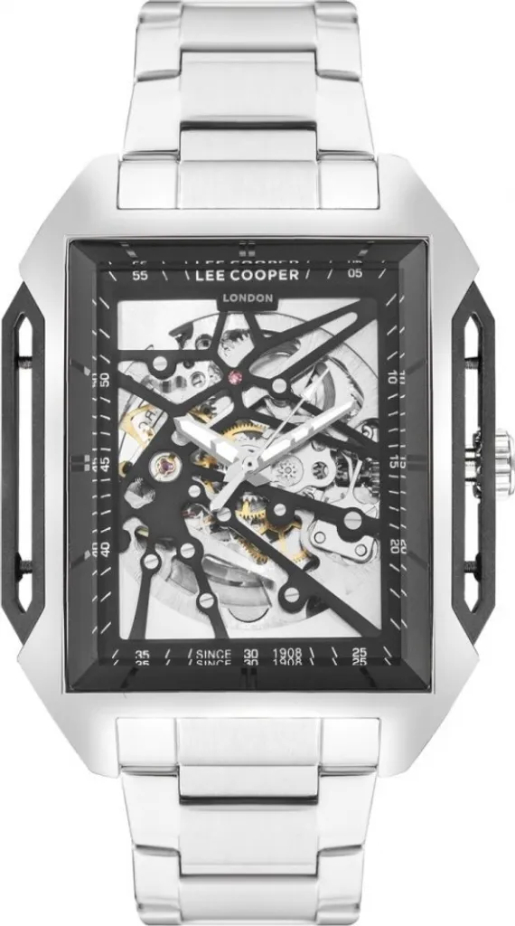 Montre Homme Lee Cooper LC07901.350 Squelette en Acier Argenté et Noir