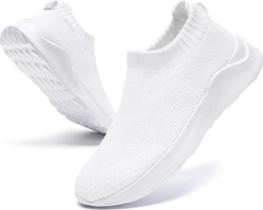 Laufschuhe Damen Slip-On Sneaker Atmungsaktiv Mesh Weiß Produktbild 