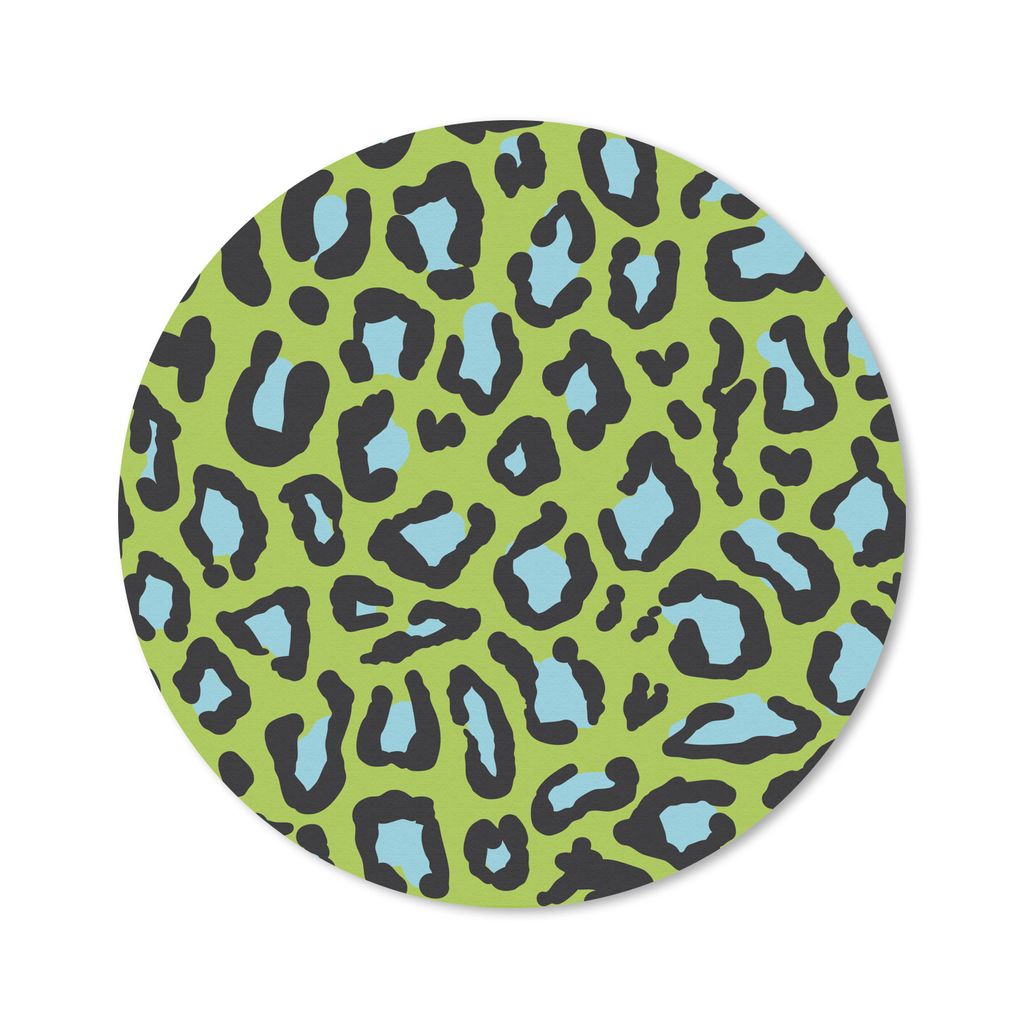 MuchoWow Mauspad Mousepad Pantherdruck - Grün - Blau 20x20 cm - Mousepads - Maus Mat - Pad - Mausunterlage - Schreibtischmatte