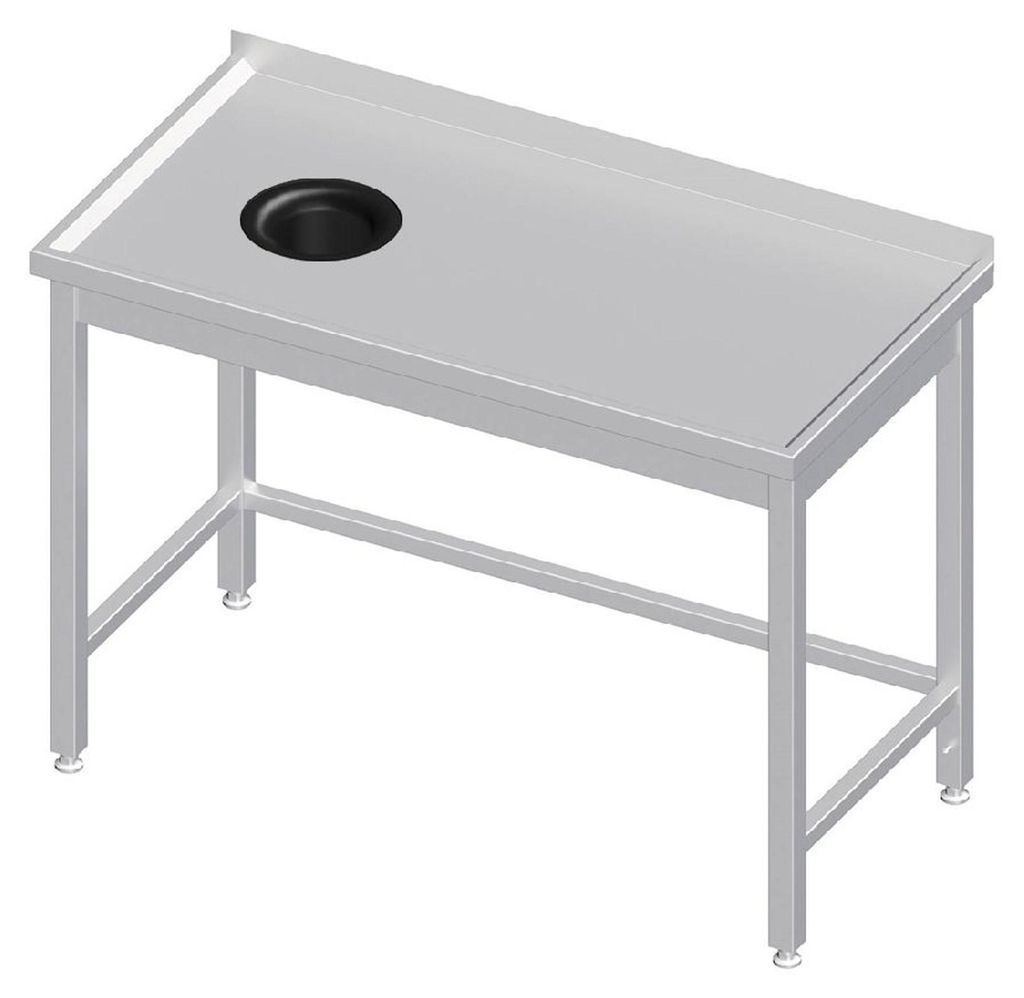 Arbeitstisch ohne Grundboden, 900x700x850 mm, mit Abfallloch links, ohne Aufkantung, verschweißt