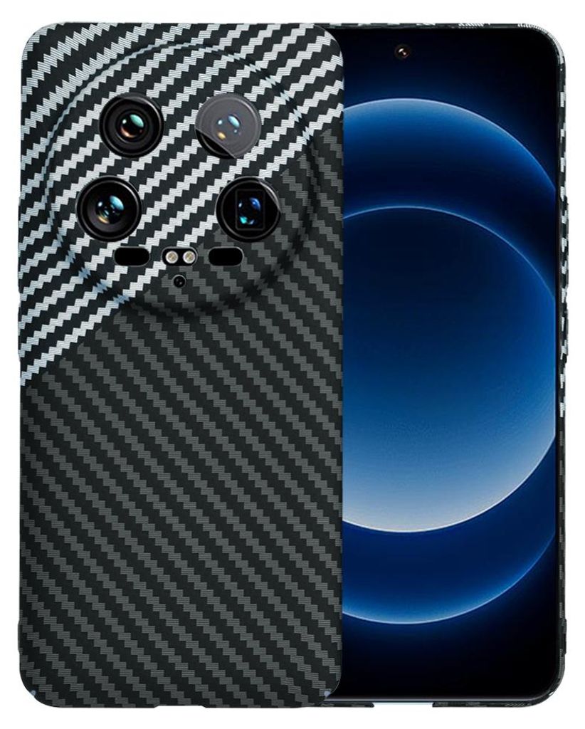 Techsuit Carbonite FiberShell Back Cover Hülle für Xiaomi 14 Ultra - Weiß/Schwarz