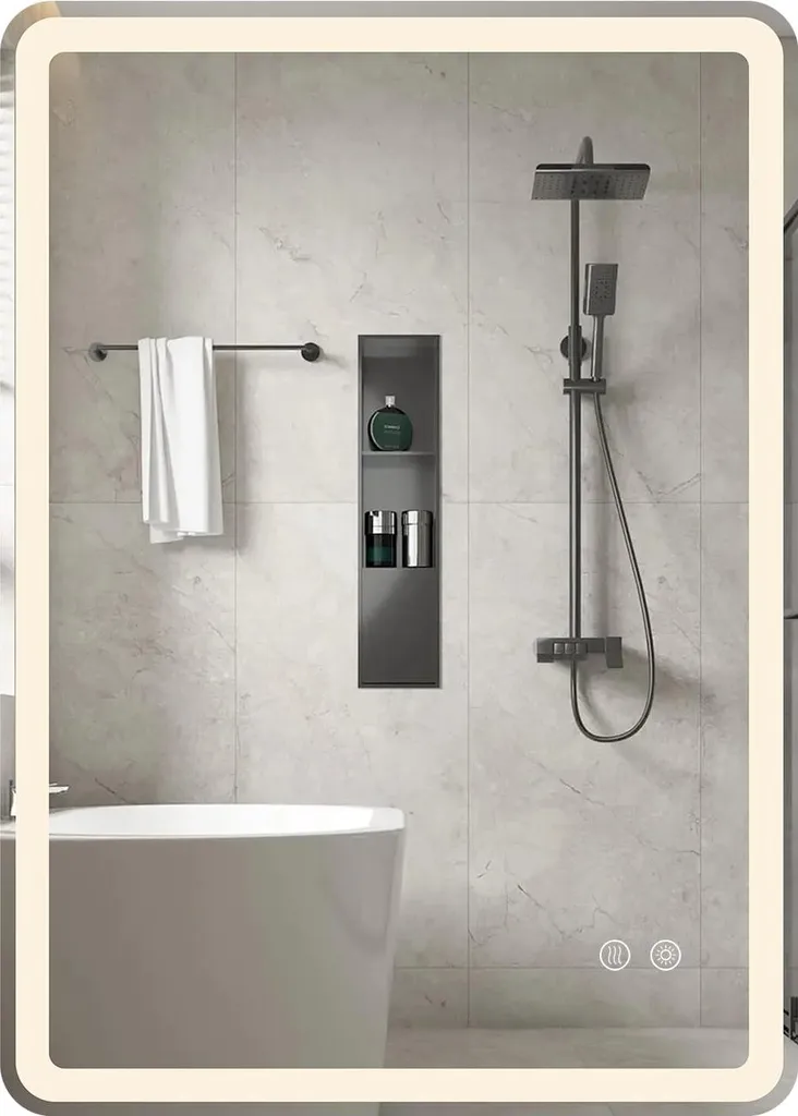 Plus de Buée avec ce Miroir LED 70x50 cm à Intensité Variable de Qualité