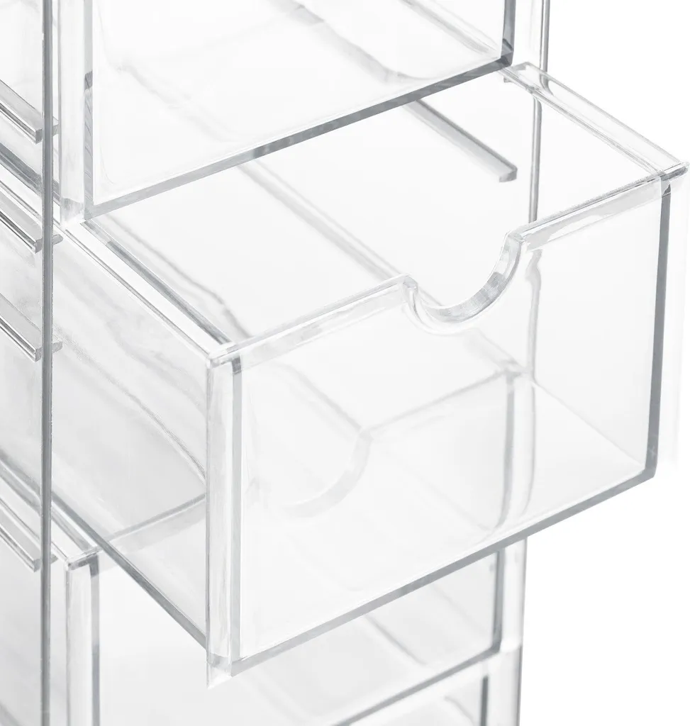 Rangement maquillage transparent empilable avec 4 tiroirs modulables - 5