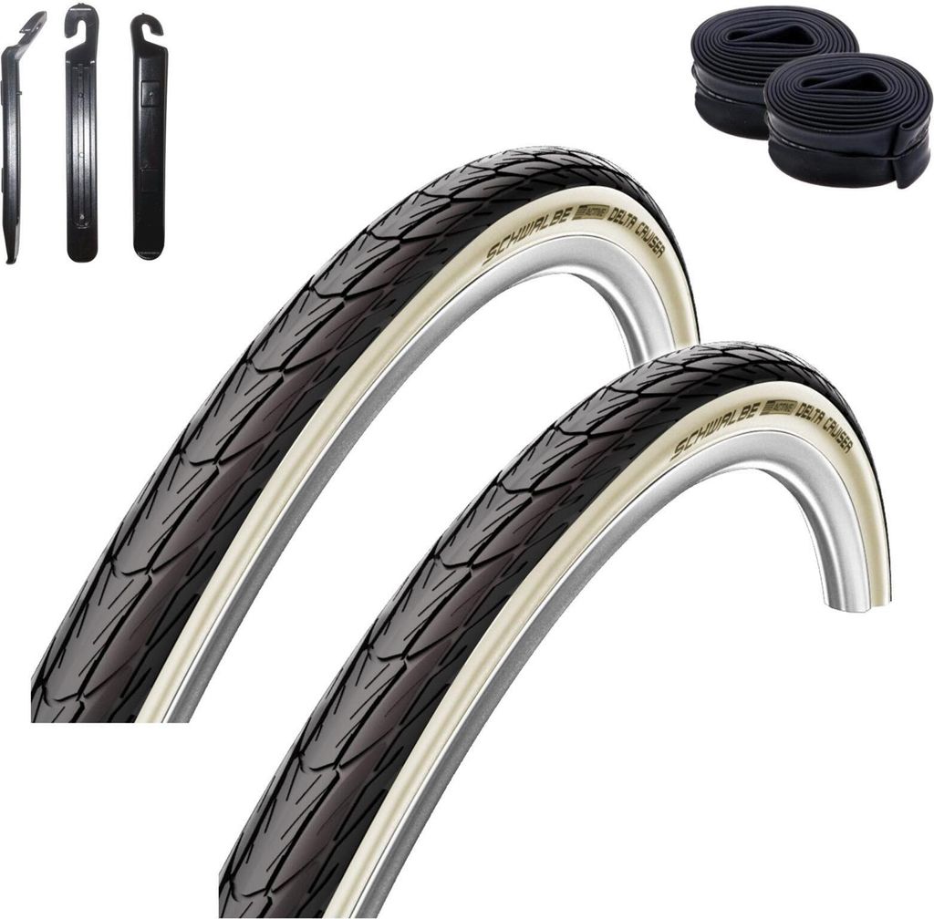 2 x Schwalbe Delta Cruiser K-Guard Fahrradreifen Weißwand Produktbild 