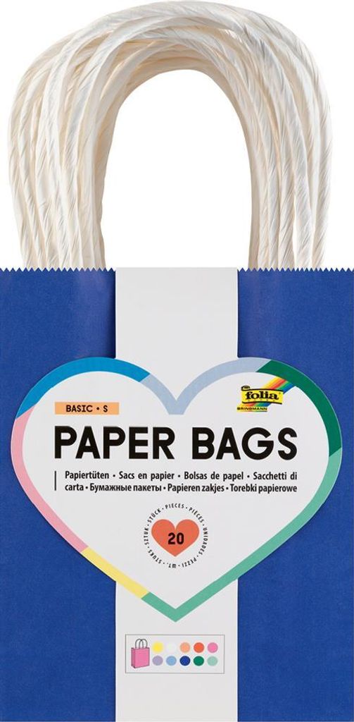folia Papier-Tragetaschen BASIC Größe: S farbig sortiert 20 Stück