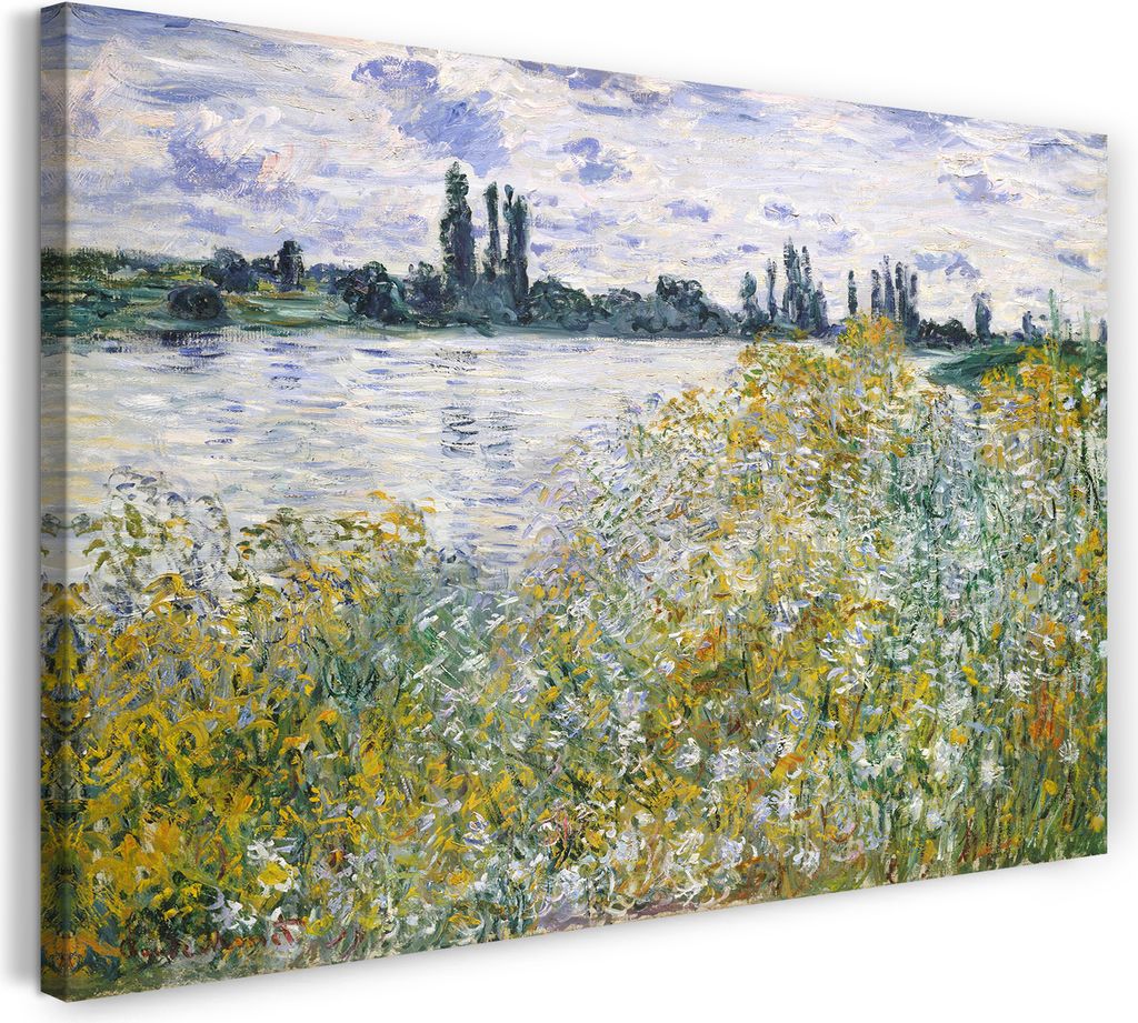 Leinwandbild (100x70cm): Claude Monet - Île aux Fleurs bei Vétheuil (1880), echter Holz-Keilrahmen inkl. Aufhänger, handgefertigt in Deutschland