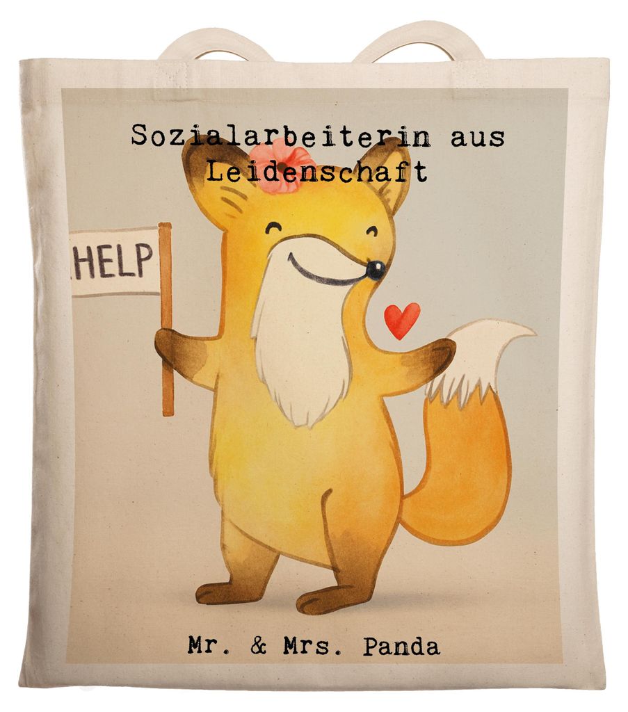Mr. & Mrs. Panda Tote Bag Sozialarbeiterin Leidenschaft Design - Weiß - Geschenk, Tragetasche, Shopping Tasche, totebag, Schultasche