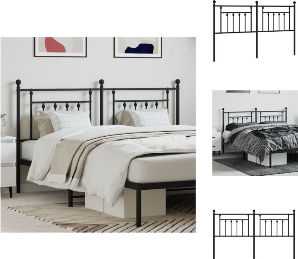 vidaXL Kopfteil Metall Schwarz 180 cm - Kopf- & Fußenden