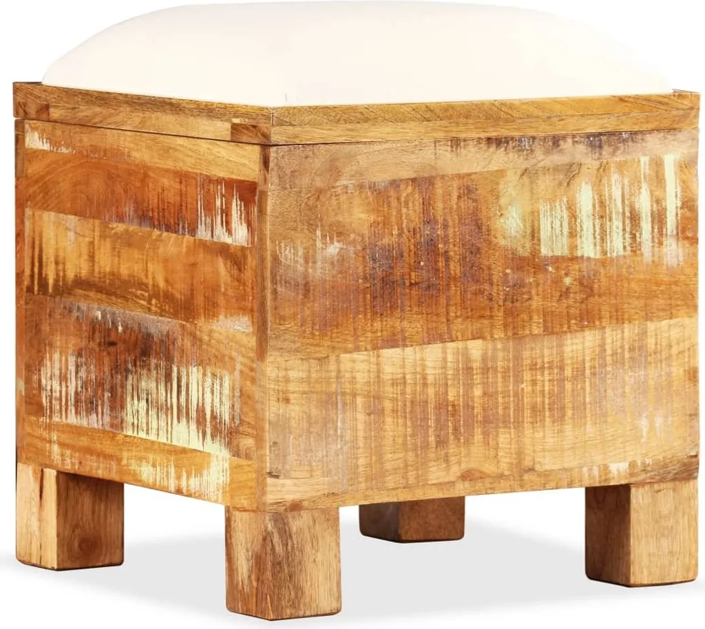 Banc de rangement en vieux bois massif - Finition rustique - 40x40x45 cm