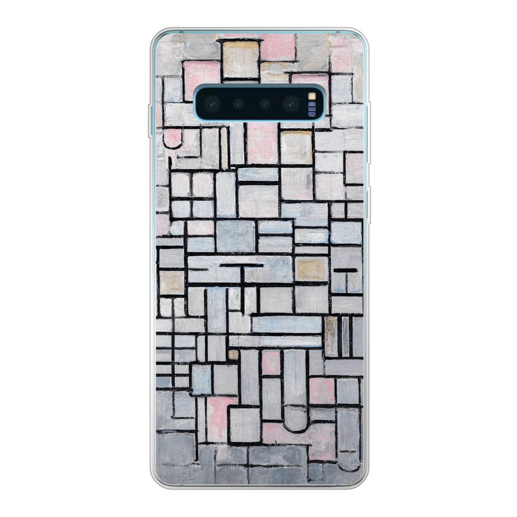 MuchoWow Handyhülle Schutzhülle Hülle für Samsung Galaxy S10 Plus Komposition 6 - Mondrian - Kunst Silikon Softcase Handy Hülle - Schutzhülle