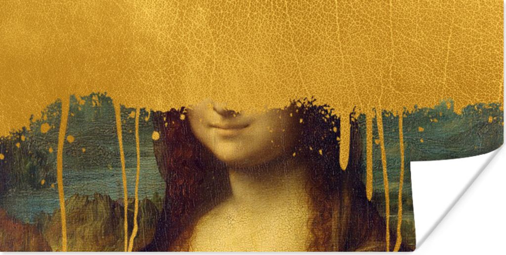 MuchoWow Poster Mona Lisa - Gold - Da Vinci 80x40 cm - Wanddeko