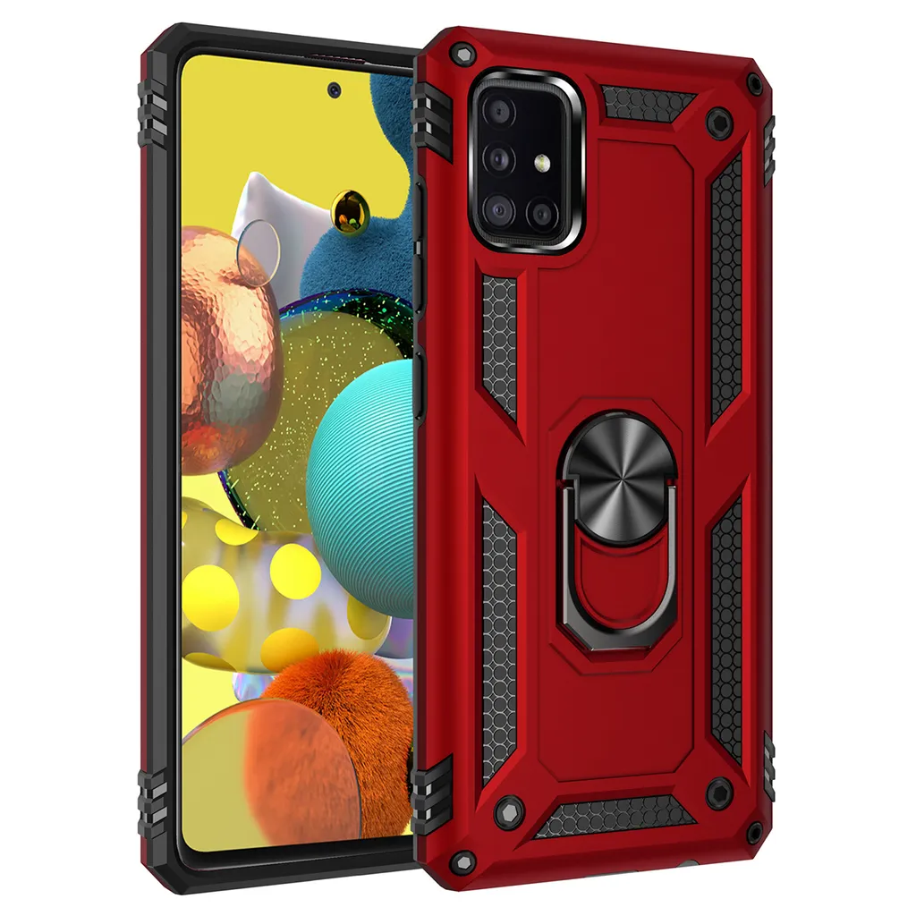 Custodia Samsung A51 5G Robusta Rossa | Protezione Militare con Anello